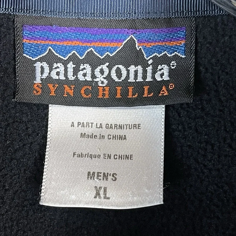 Patagonia Jacket Mens XL Synchilla Black ABC Sports Full Zip 26511F5 EUC